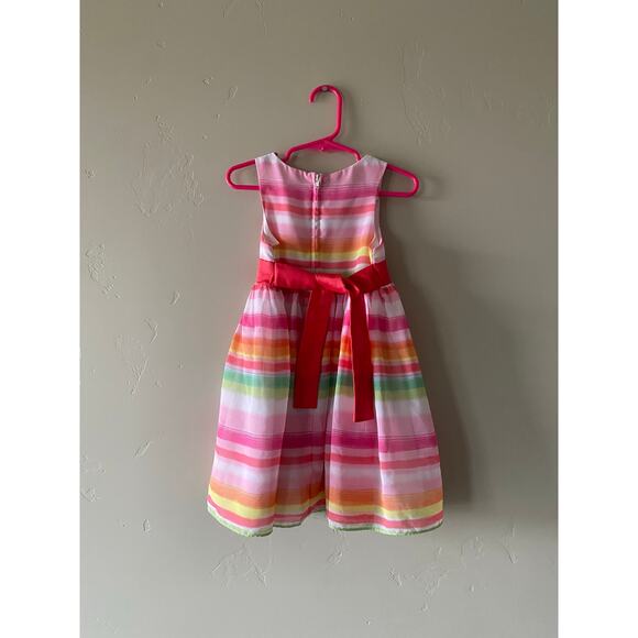 Jessica Ann Girls Multicolored Striped Spring/Summer Sleeveless Dress- Size 3t - Picture 3 of 4